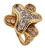 French Free Form Ring In 18Kt Gold Platinum With 1.12 Cts Diamonds