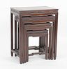 Nest of Four Chinese Carved Hardwood Tables
