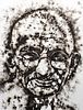 Large Sabino Guisu Smoke Painting, Mahatma Gandhi, 95"H