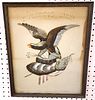 Framed Feather Art E Pluribus Unum Eagle And Amer Flag 16 1/2" X 13 1/2"