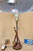 Italian Wooden And Brass Table Lamp W/ Recorder And Lute 32"