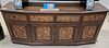 Asian 4 Drawer Over 4 Door Carved Console Cabinet 30 3/4"H X 71 3/4"W X 19"D