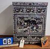 Elaborately Mop Inlaid Asian Jewelry Cabinet 20"H X 15 1/4"W X 9 1/2"D