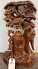Chinese Carved  Wood Scholar Sculpture 18 1/2"H X 10"W