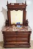 Vict Marble Top Walnut 5 Drawer Chest 76"H X 47 1/2"W X 21  3/4"D