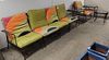 4 Section Wrought Sofa W/ Matching Armchair, Pr Glass Top End Tables And Round Coffee Table