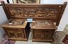 Pr Asian Carved 2 Door End Stand 2'H X 26"W X 18"D And King Bed 