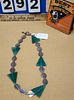 Sealark Studios Green Stone Bead And Metal Leaf Necklace By Cynde Clark 19"