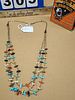 Native Amer Effigy Necklace Mixed Stone, Coral Mop 29"