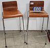 Pr Chrome Base Plywood Counter Chairs 