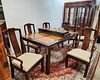 Asian Style 8 Pc Dining Set-Table 3'8" X 5'8" W/ 2 Leaves, 6 Chairs And China Cabinet 6'8"H X 5' 2 1/2"W X 16"D