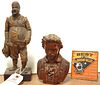 Lot 2 Carved Wood Figures- Bust Beethovan And Spaniard 11 1/2"