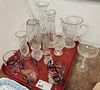 Tray Cut Glass Vases, Pitcher, Glasses