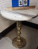 Brass Base Marble Top Stand 17 1/2"H X 15" Diam