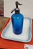 Tray Blue Barnett Seltzer Bottle, 19Th C Maddock Platter 15" X 10" 