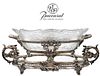 Large 19th C. French Silver Plated Centerpiece On Plateau with Baccarat Crystal