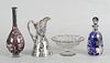 Four Silver Inlaid Tableware Items