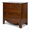 Late Federal tiger maple and walnut chest of drawers, ca. 1820, 40'' h., 39'' w.