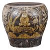 Monumental Chinese Stoneware Brown Glaze Pot