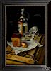 Russian oil on canvas still life, dated 1996, 23 1/4'' x 15 1/4''.