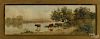 Albert A. Matthews (American), watercolor landscape with cows on a river bank, signed lower right