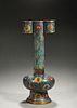 An interlocking flower patterned double-eared cloisonne vase,Qing Dynasty,China