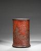 A landscape and pavilion carved bamboo brush pot,Qing Dynasty,China