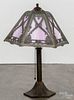 Slag glass and spelter table lamp, early 20th c., 20 1/2'' h.