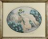 Louis Icart (French 1888-1950), engraving, titled Le Hortensias, signed lower right
