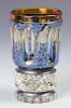 Gottlub Mohn Style Blue and Amber Cut Glass Beaker