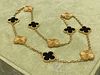 Van Cleef & Arpels Vintage Alhambra 10 motifs Necklace, Onyx, 18k Yellow Gold