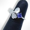 Tiffany & Co, Paper Flowers? Platinum (PT950) Diamond and Tanzanite Flower Ring Size 6