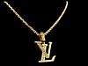 LOUIS VUITTON DIAMOND 18K YELLOW GOLD MINIATURE “LV” PENDANT NECKLACE