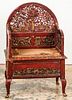 Antique Chinese Carved and Painted Wood Chair