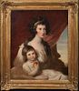 PORTRAIT OF ELIZABETH CAMPBELL & DAUGHTER OIL PAINTING