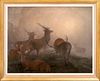  STAGS IN THE MORNING MISTS OIL PAINTING