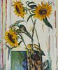 Bernard Chaet "Three Sunflowers" Oil Painting