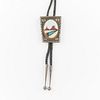 Silver Bolo Tie with Inlaid Landscape Clasp