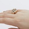 14k Yellow Gold Pearl & Sapphire Ring
