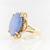 18k Yellow Gold Opal and Diamond Ring