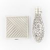 Sterling Flask and Silver Cigarette Case