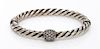 A Sterling Silver and Diamond Bangle "Cable" Bangle Bracelet, David Yurman, 15.90 dwts.