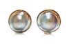* A Pair of Sterling Silver Blister Pearl Earclips, 9.60 dwts.