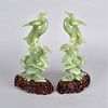 Pair Chinese Carved Jade Birds