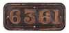 GWR Cast Iron Cabside Numberplate 6361 ex 4300 Class 2-6-0