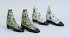 TWO PAIRS OF VICTORIAN SPONGED PEARLWARE LACE-UP BOOT-FORM VASES