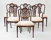 SET OF SIX GEORGE III STYLE CARVED MAHOGANY DINING CHAIRS