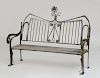 MODERN PAINTED WROUGHT-IRON AND WOOD GARDEN BENCH