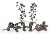 Pair of Iron Candlesticks and Rose Form Decorations