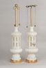 Imposing Pair of Carved Alabaster Table Lamps